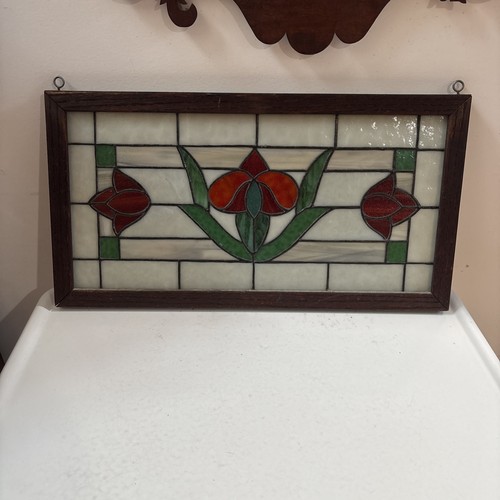 Slag leaded glass panel - &,