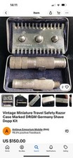 Vintage Miniature Travel Safety Razor Case Marked DRGM Germany Shave Dopp Kit