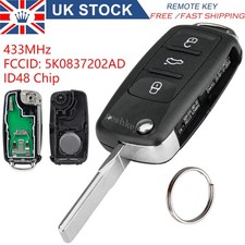 5K0837202AD 3 Button 433MHz For VW Golf Caddy Transporter T5 Eos Remote Key Fob