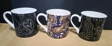 Pretty Green Paisley Mugs x 3