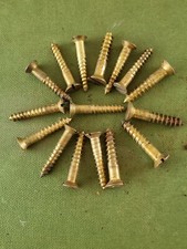 Antique 16 brass wooden screws for door hinges 1"