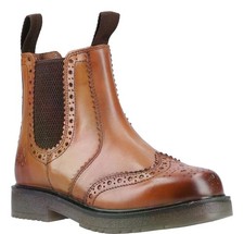 Amblers Dalby Mens Pull On Leather Brogue Dealer Ankle Boots