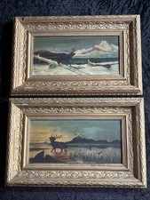 Pair Small Antique Oil
