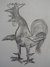 Pencil drawing cock cockerel