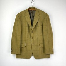 Hucklecote Tweed Jacket Mens 42R Green Windowpane Wool Country Hunting Shooting