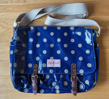 Cath Kidston Oilcloth Messenger Bag Shoulder Cross Body Satchel Blue Spot