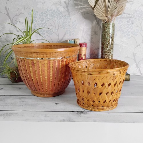 Pair vintage woven - , wicker