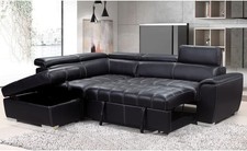 Black Leather Corner Sofa Bed