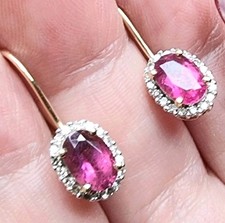 18ct gold pink sapphire and diamond earrings droppers 
