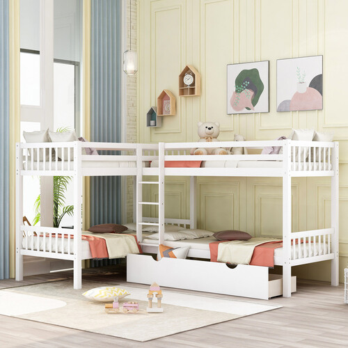 Shaped triple bunk bed - l-shaped,
