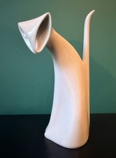 Superb Royal Dux Bohemia White Cat Figurine Porcelain Czech Jaroslav Jezek