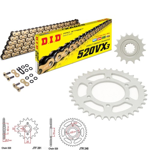 Cb250rs chain and sprocket kit - cb250rs,