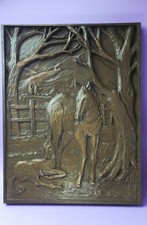 Wood Carved Plaque Mare And
