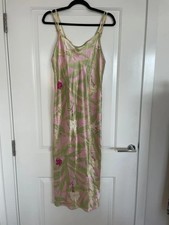 Slip Dress Womens 8 Pink Green