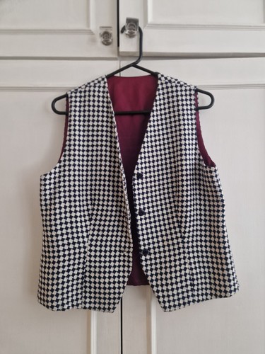 Black white checked waistcoat - black,