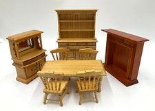 Dolls House Emporium wooden kitchen dining table chairs dresser fire surround C7