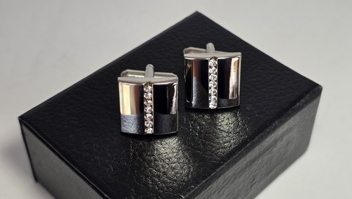 Crystal clear men cufflinks - clear,