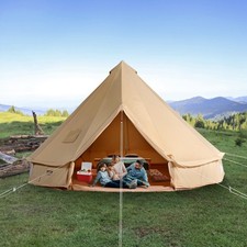 Canvas Bell Tent 3m/9.8ft 4-Season Canvas Tent for Camping with Stove Jack
