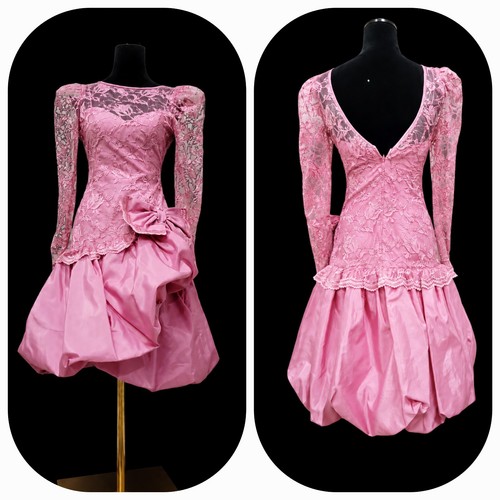 Vtg 80s blush - pink, taffeta