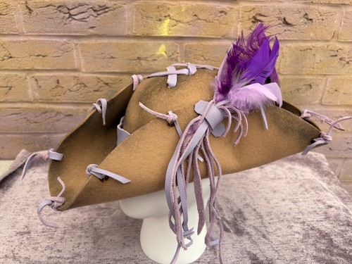Beige tricorn pirate hat - pirate,
