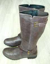 Hotter Belgravia STD Ladies Knee Boots Plum Purple Leather Size 6.5 / 40