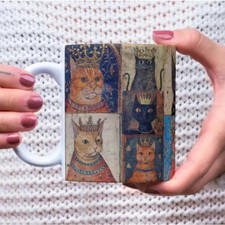 Medieval Crowned Cat Mug Creative Household Ceramic Cup Coffee Cup Funny Art Mug