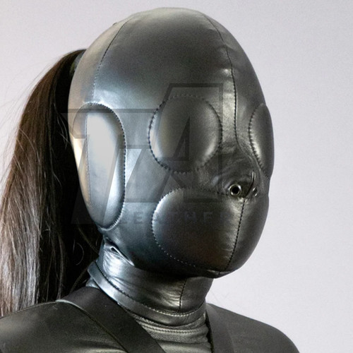 Leather bondage hood mask - hood,