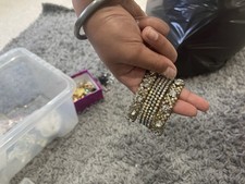 Indian Bracelet Set Ethnic  Gold Rainbow Stones With Diamonte