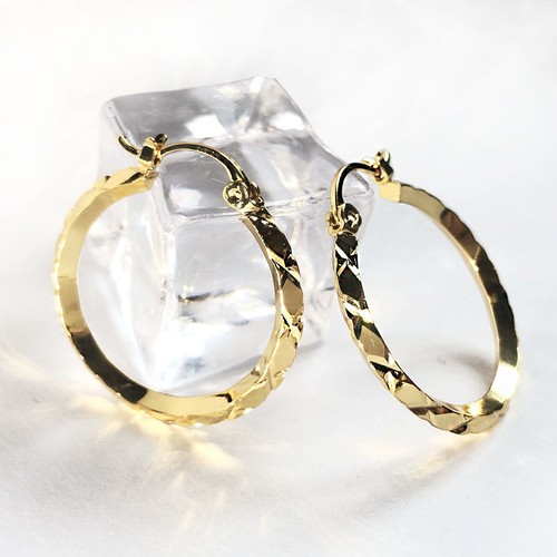 9ct yellow gold hoop earrings - gold,