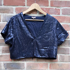 Phase Eight Size L Black Soft Cotton Lined Sequin Bolero Shrug Xmas Party NYE