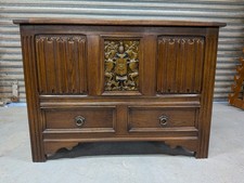 Vintage Carved Oak Mule Chest/