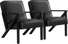 Black PU Leather Armchair Pair