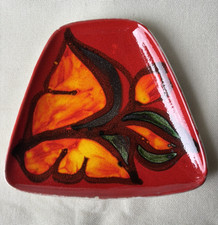 Poole Pottery Delphis Dish Shape 81 1970s Signed  Lovely colours Red