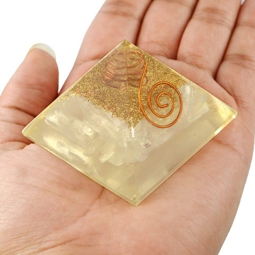 Selenite orgone pyramid - selenite,
