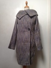 Paul Costelloe cardi-coat XS multicoloured woven knit with wool, large collar