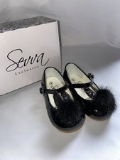 Girls Spanish Mary Jane Black Party Shoes UK 4 SEVVA Spanish Romany