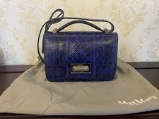 Maxmara Blue Navy Python Pattern Leather Crossbody Bag