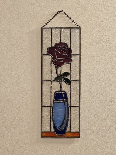 Vintage stained glass panel - stained,