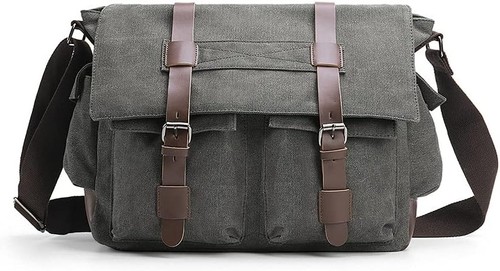 Canvas messenger bag - canvas, men's