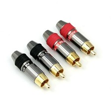 4x Metel RCA Phono Male Plug Non Solder Solderless Connector Adapter Terminal AV