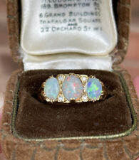 18ct Gold Victorian Antique Opal & Single cut Diamond Heavy Ring CHIPPED  M 7g