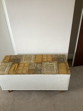 Vintage Lloyd Loom Style Wovem Ottoman Blanket Storage Box Bench Seat Stool toys