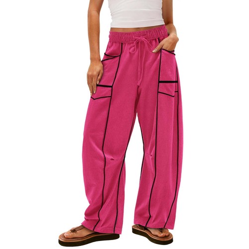 Black striped wide leg - black, pants