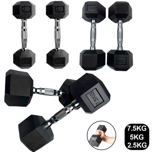 Hex dumbbells set 5kg pair - hex,