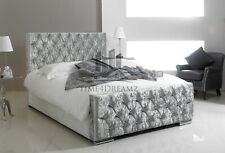 New Double Crushed Velvet Fabric Chesterfield Sleigh bed frame all sizes colours