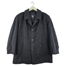 Vintage Burberry Mens Navy Blue Wool Coat Overcoat Size 5 UK Medium M