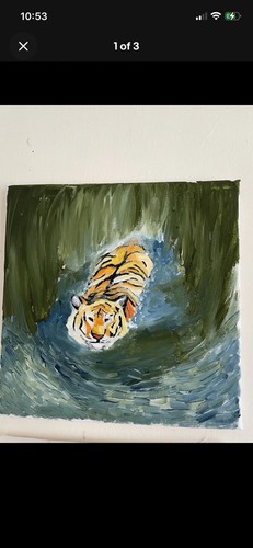 Tiger painting handmade wall - tiger,