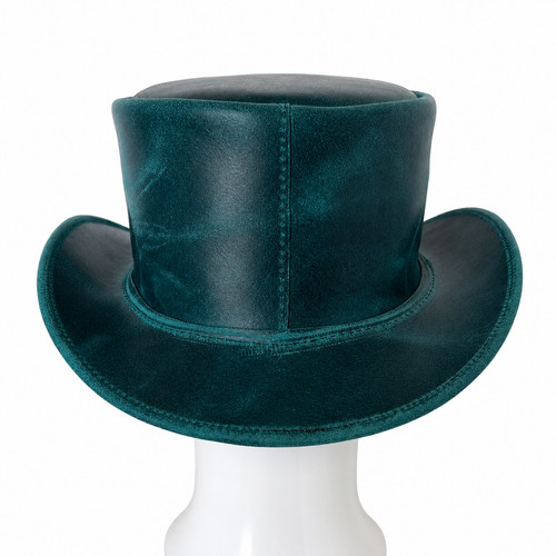 Leather top hat emerald teal - leather,
