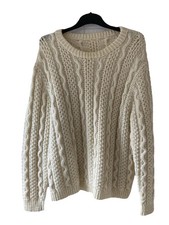 Vintage Aran Jumper Chest  Cream hand knitted  x large