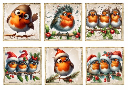 Christmas robin card toppers - robin,